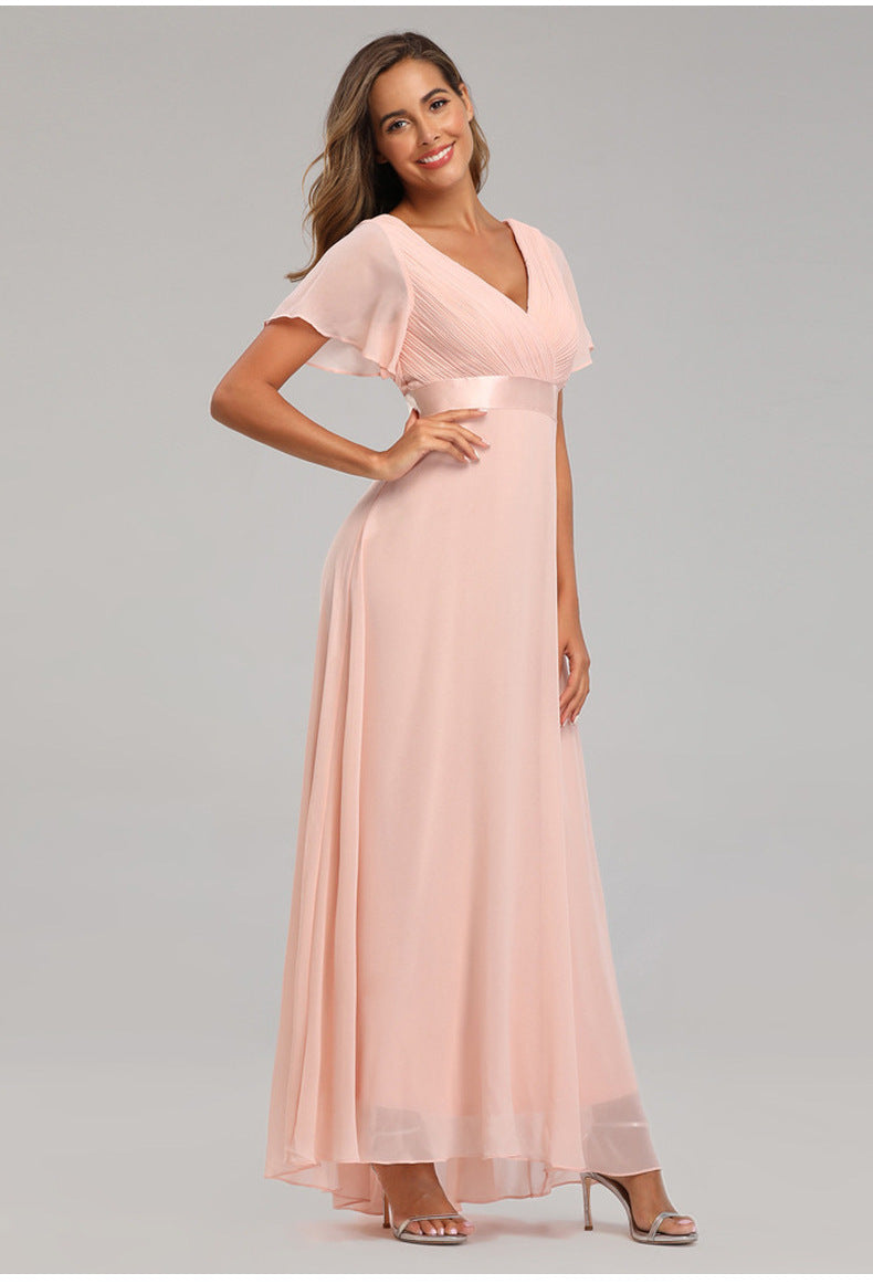 V-neck Chiffon Evening Dress