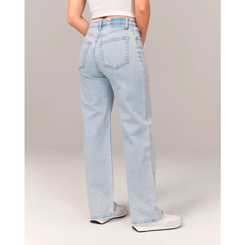 Mid-Rise Straight Jeans