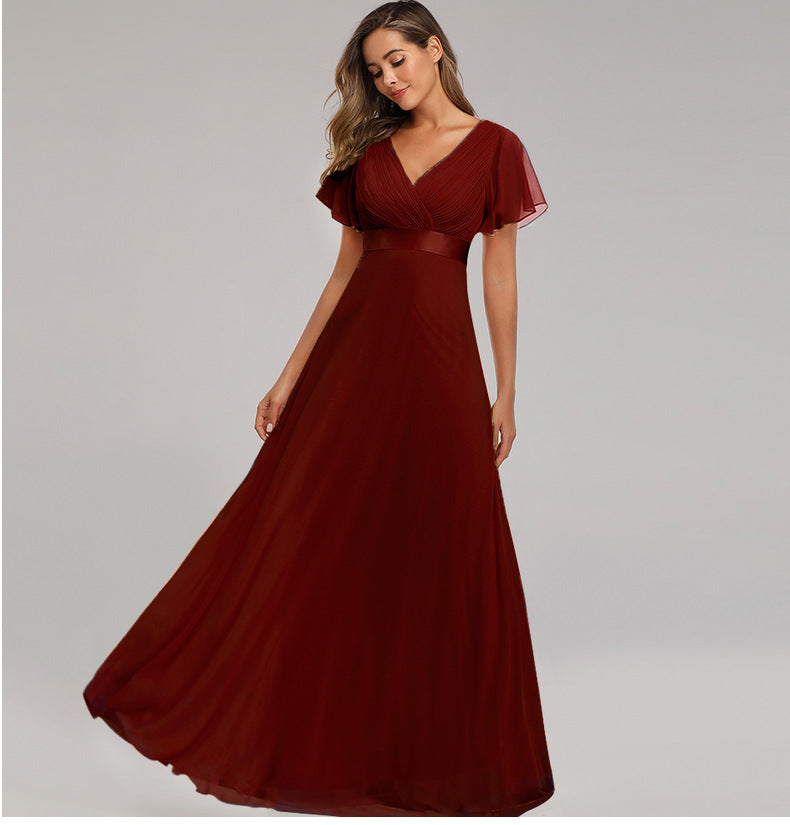 V-neck Chiffon Evening Dress