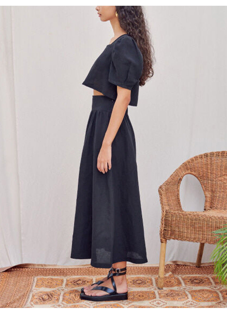 Breathable High Waist Linen Skirt