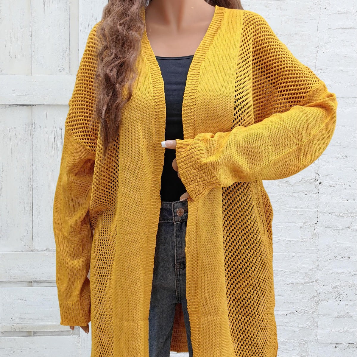 Mustard Cutout Cardigan