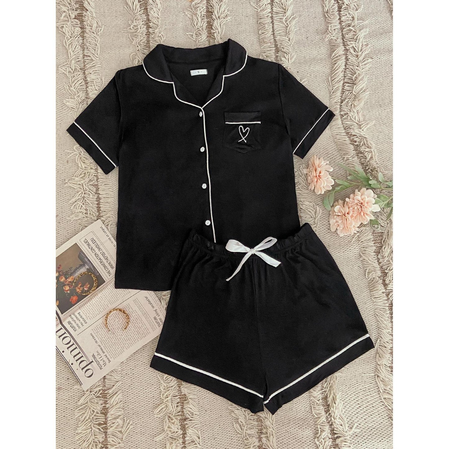 Black Sweetheart Pajama Set