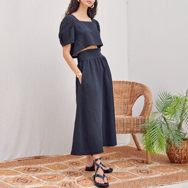 Breathable High Waist Linen Skirt
