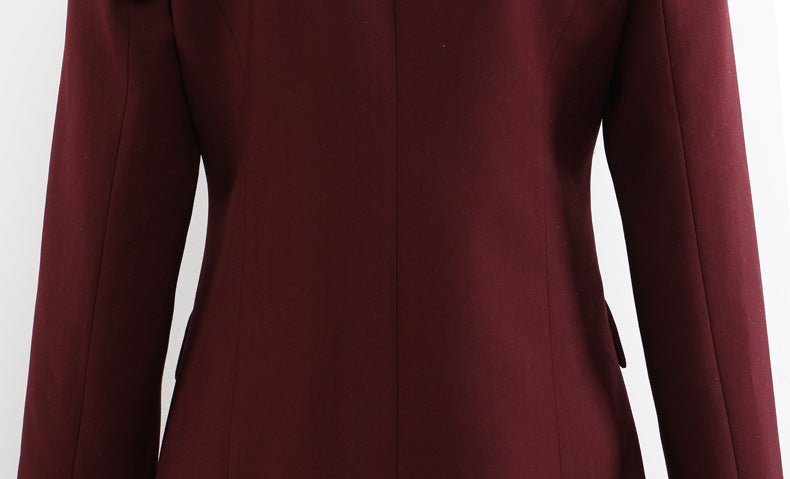 Angola Red Personality Collar Mid Length Blazer