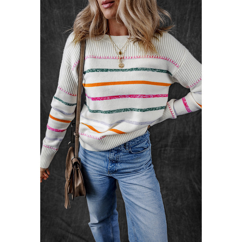 Round Neck Striped Sweater