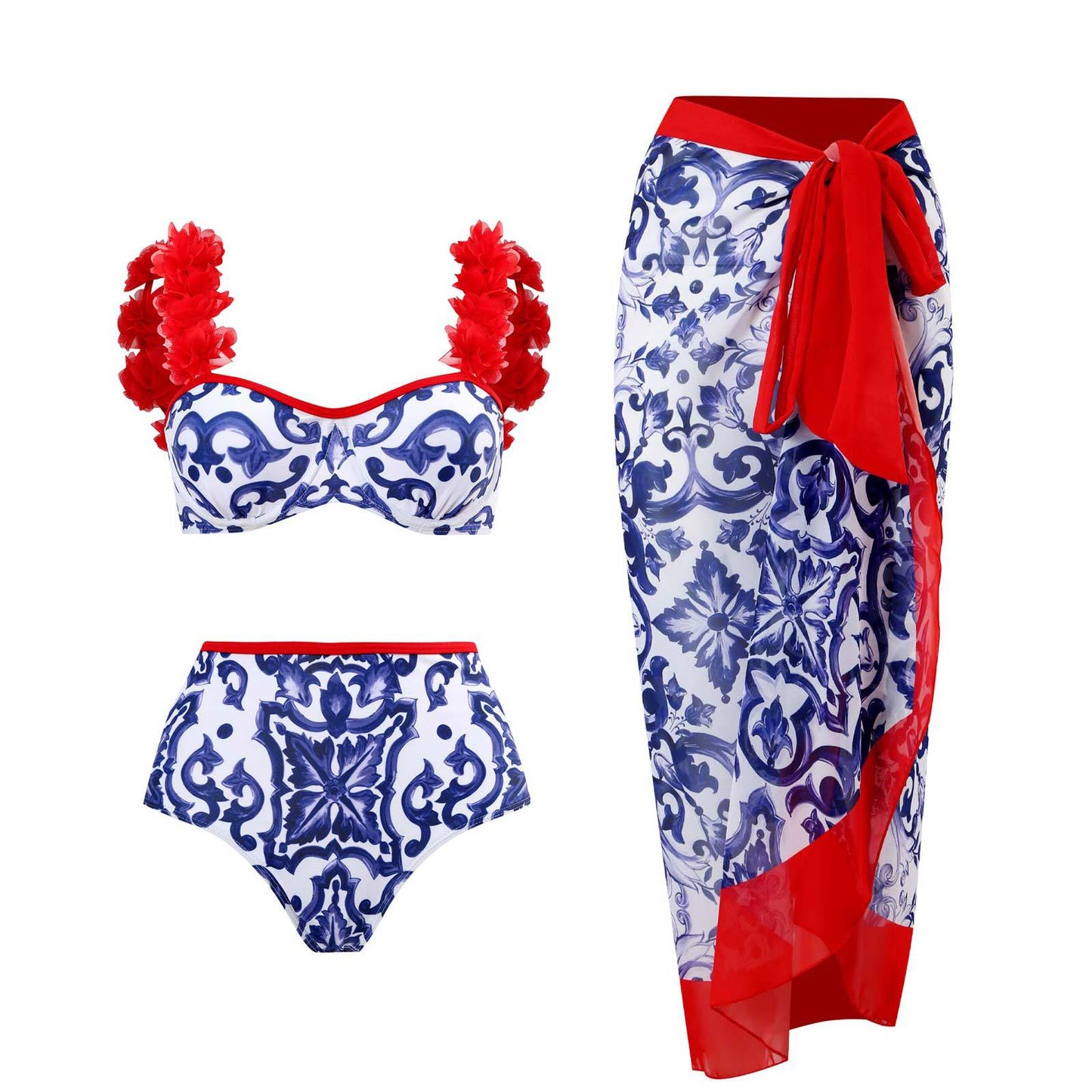 Retro Three Piece Swimsuit Set
