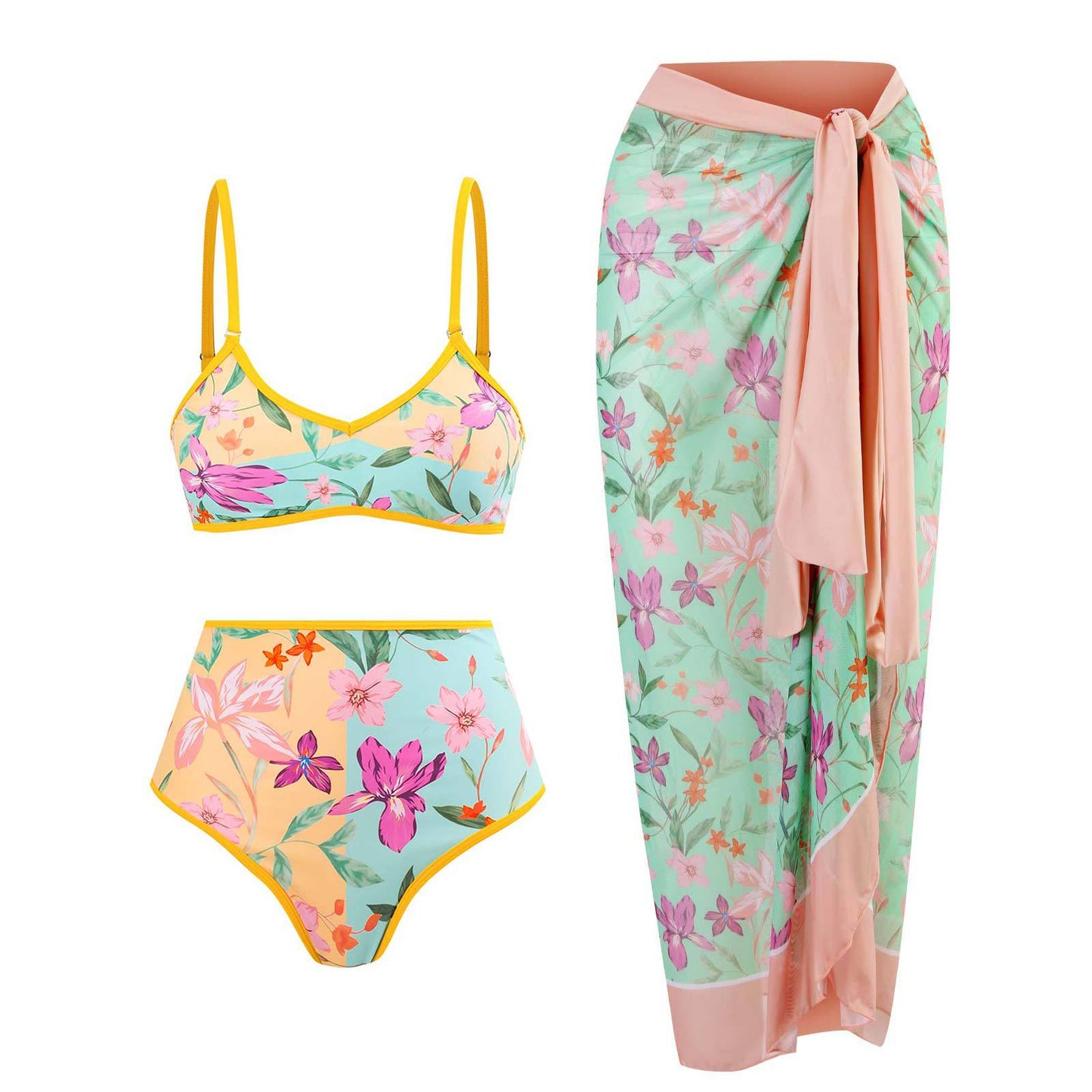 Retro Three Piece Swimsuit Set