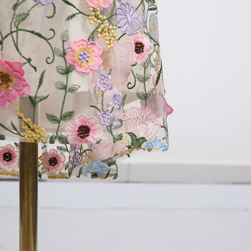 Three Dimensional Floral Strapless Dress