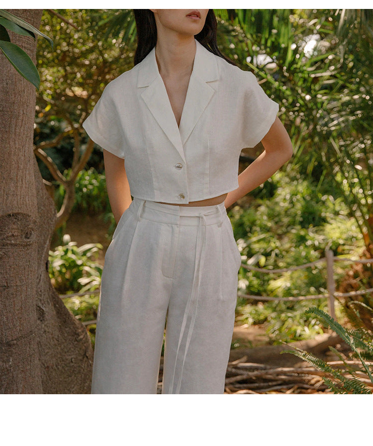 French Cotton Linen Cropped Shirt