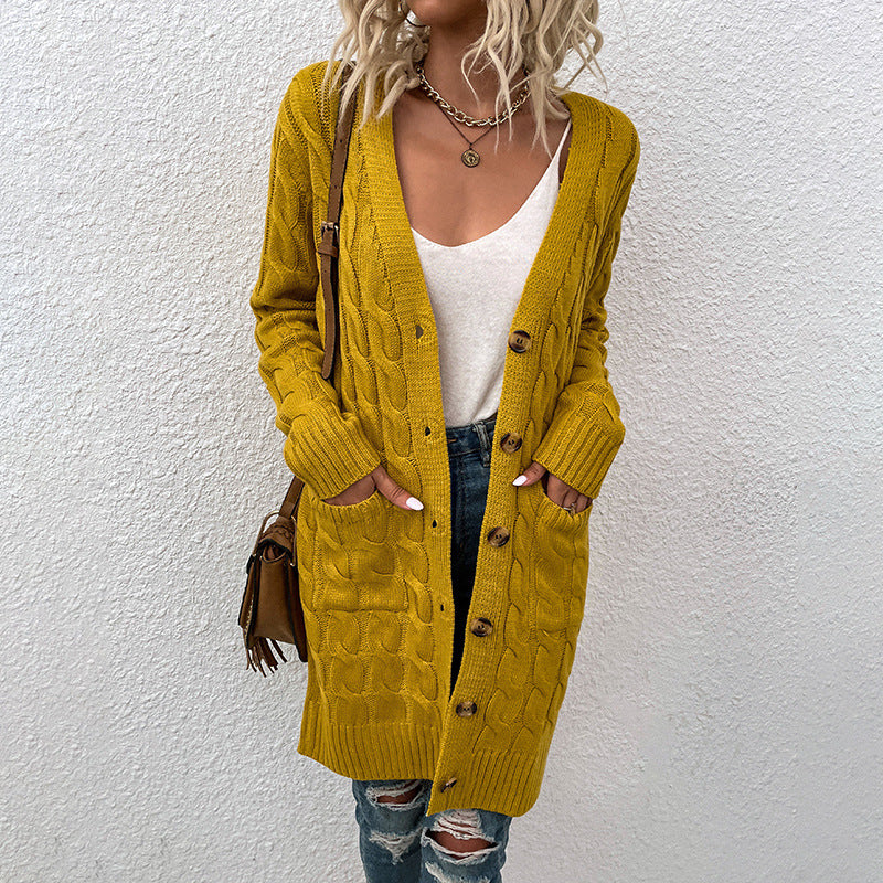 Long Cable-Knit Cardigan