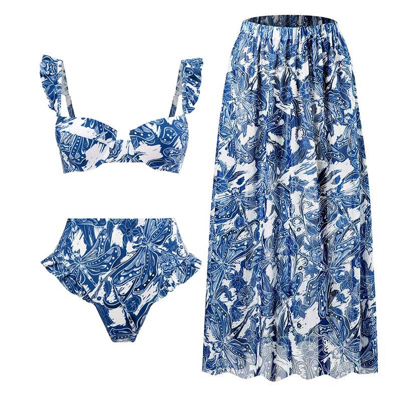 Retro Three Piece Swimsuit Set