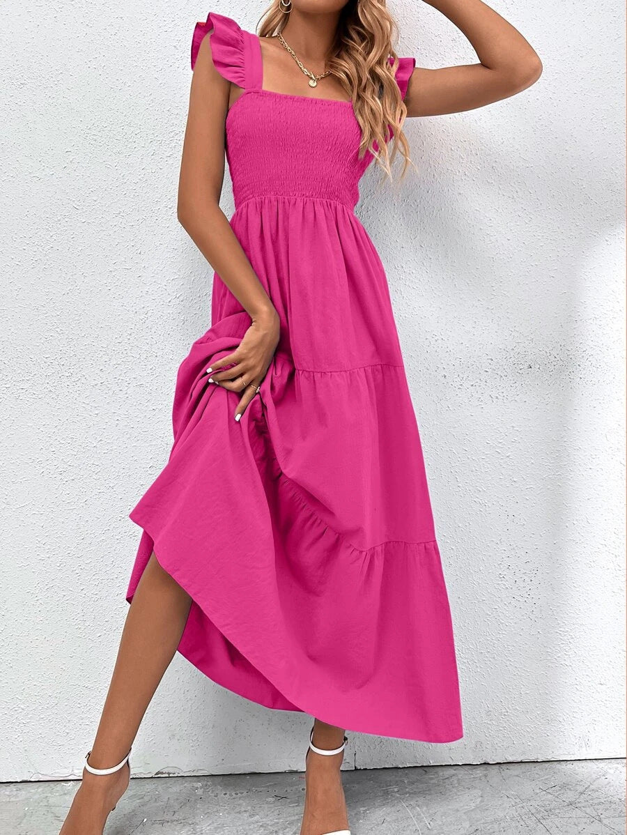 Summer Strap Ruffled Dress