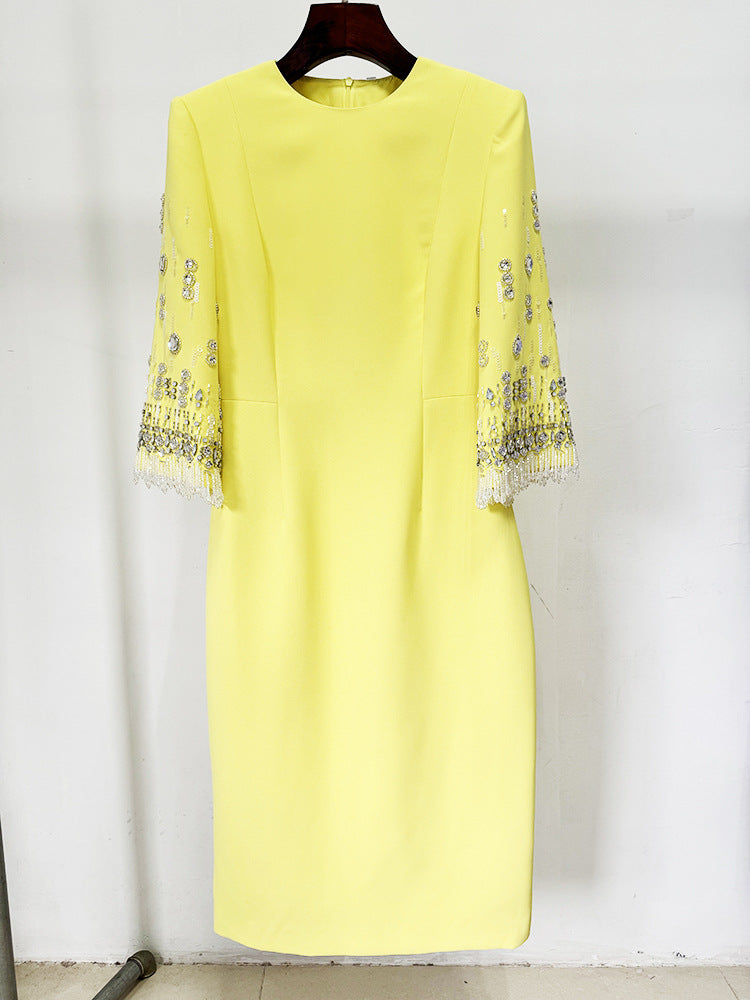 Bead Embedded Mid Length Dress