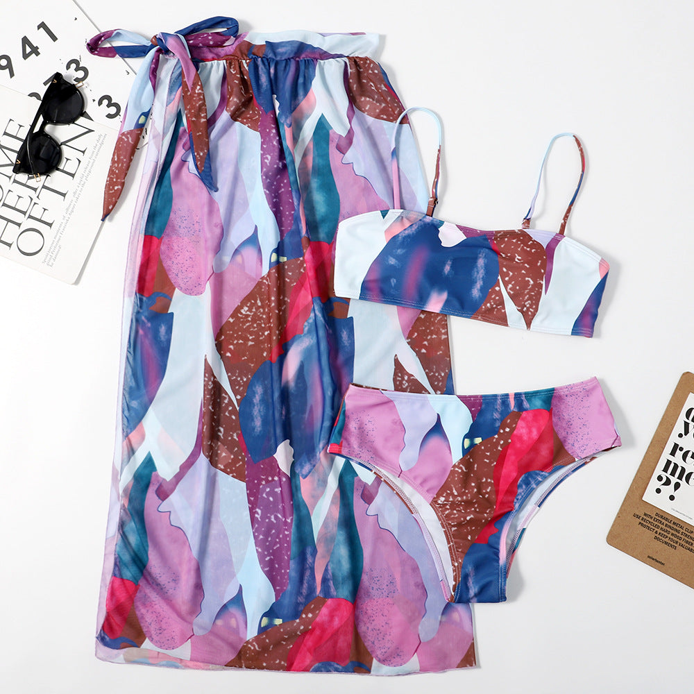 Colourful Three-Piece Bikini Set