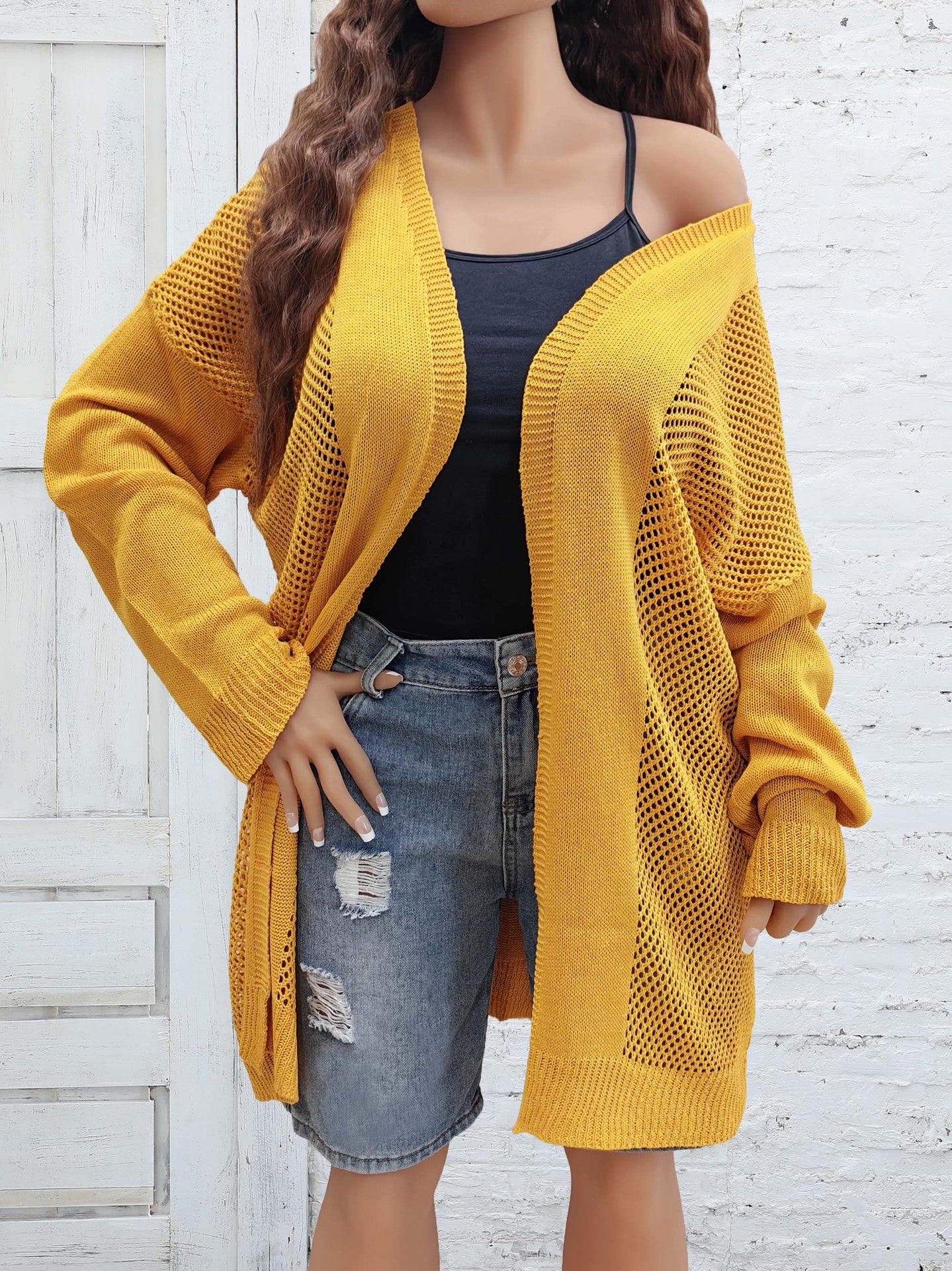 Mustard Cutout Cardigan