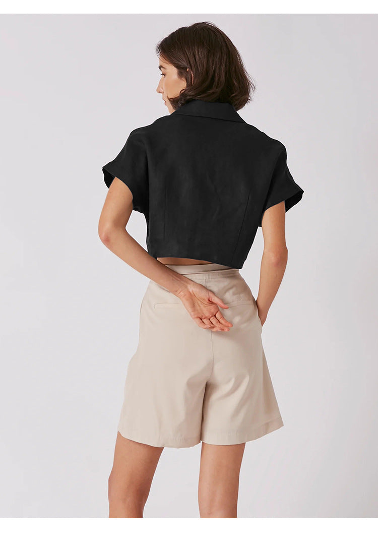 French Cotton Linen Cropped Shirt