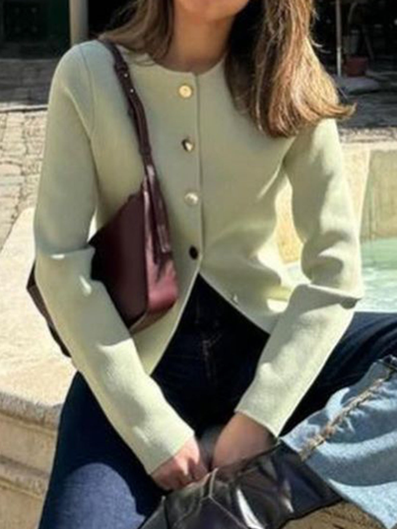 Minimalist Button Base Woolen Cardigan