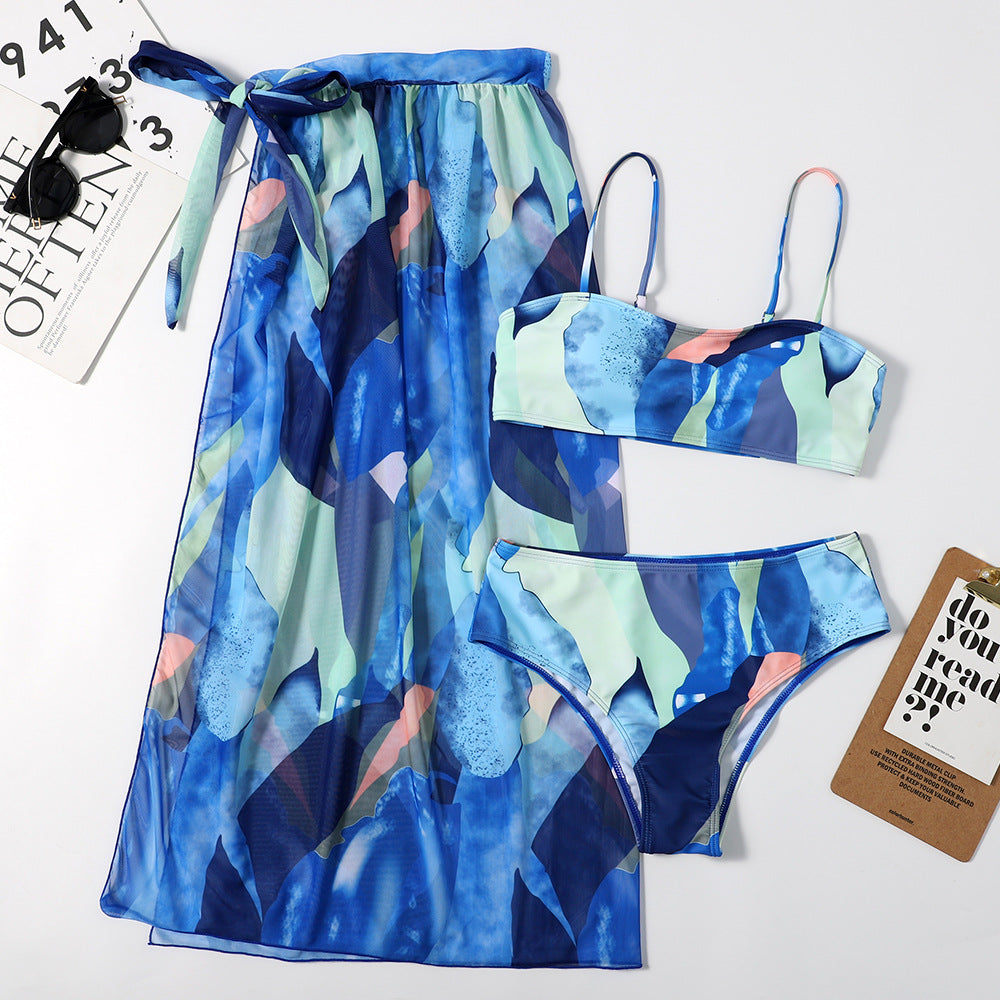 Colourful Three-Piece Bikini Set