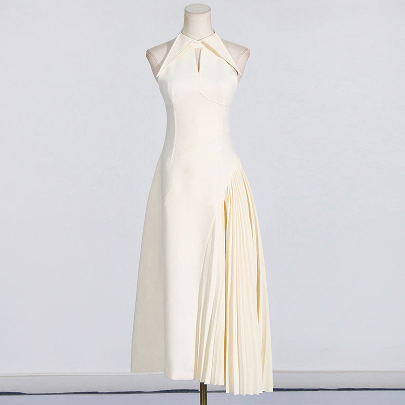 Ivory Vintage Court Cutout Pleated Dress