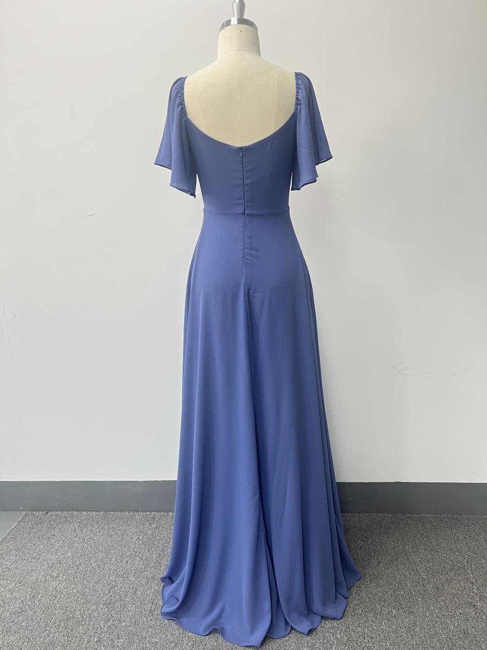 Blue Chiffon Evening Dress
