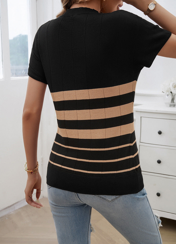 Elegant Slim Striped Sweater Top