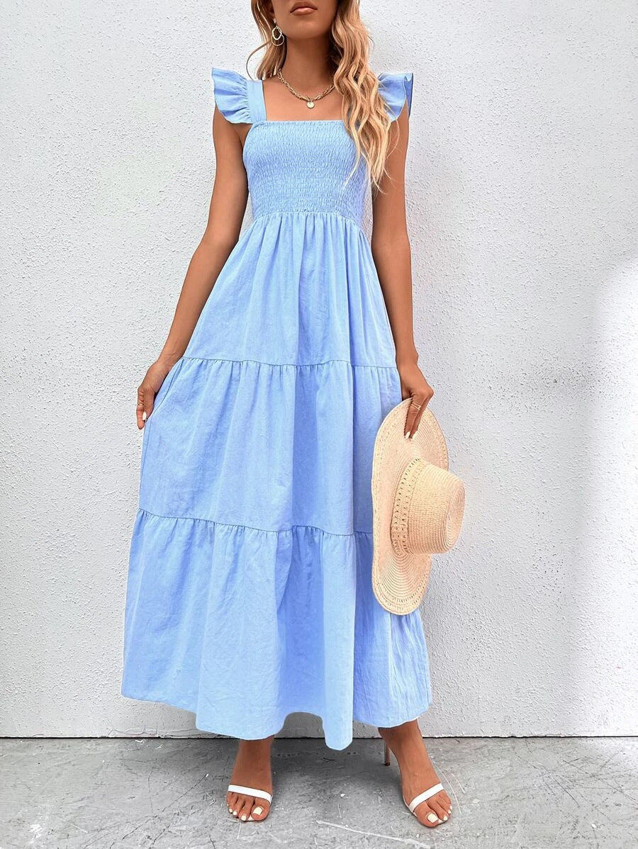 Summer Strap Ruffled Dress