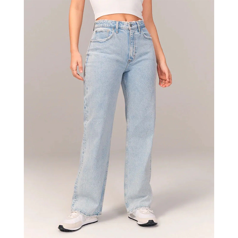 Mid-Rise Straight Jeans