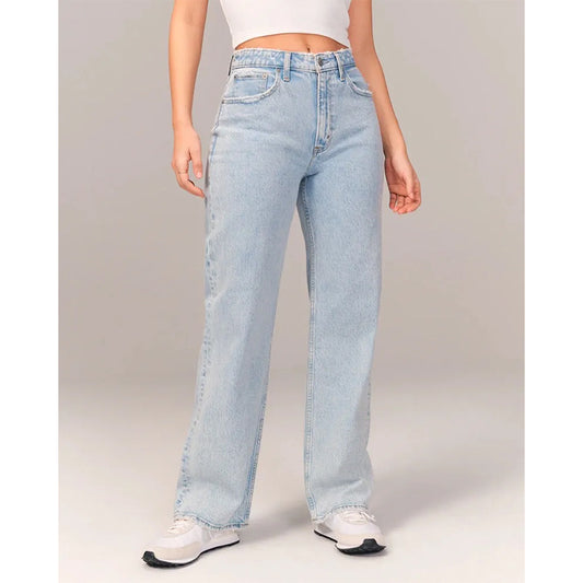 Mid-Rise Straight Jeans