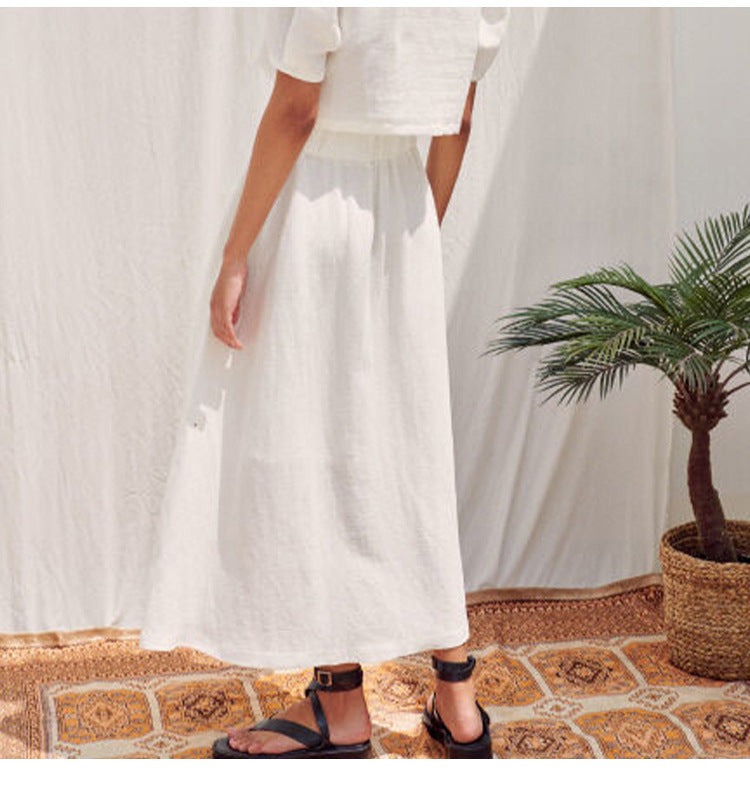 Breathable High Waist Linen Skirt