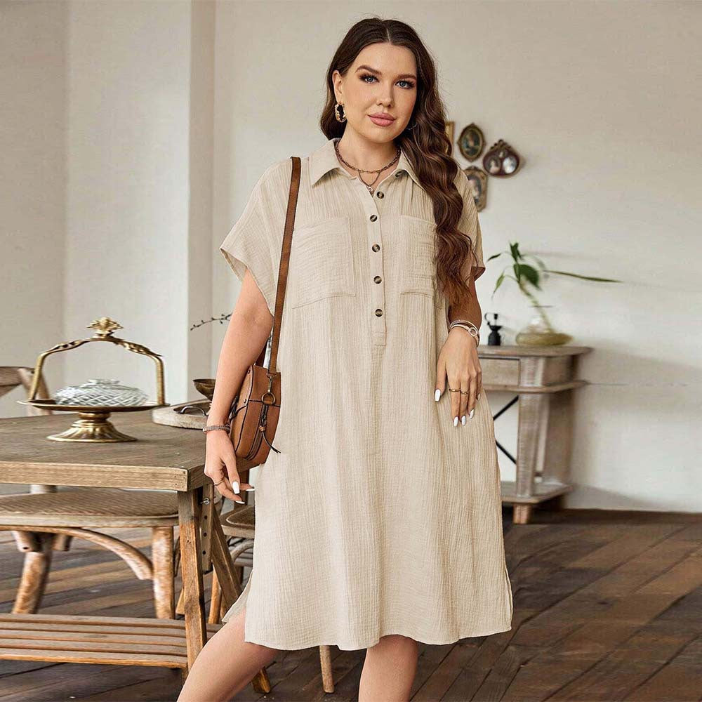 Casual Khaki Shirt Dress