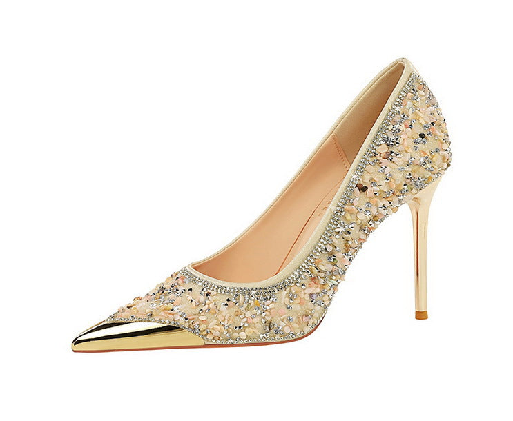 Rhinestone Metal Pointed Stilettos