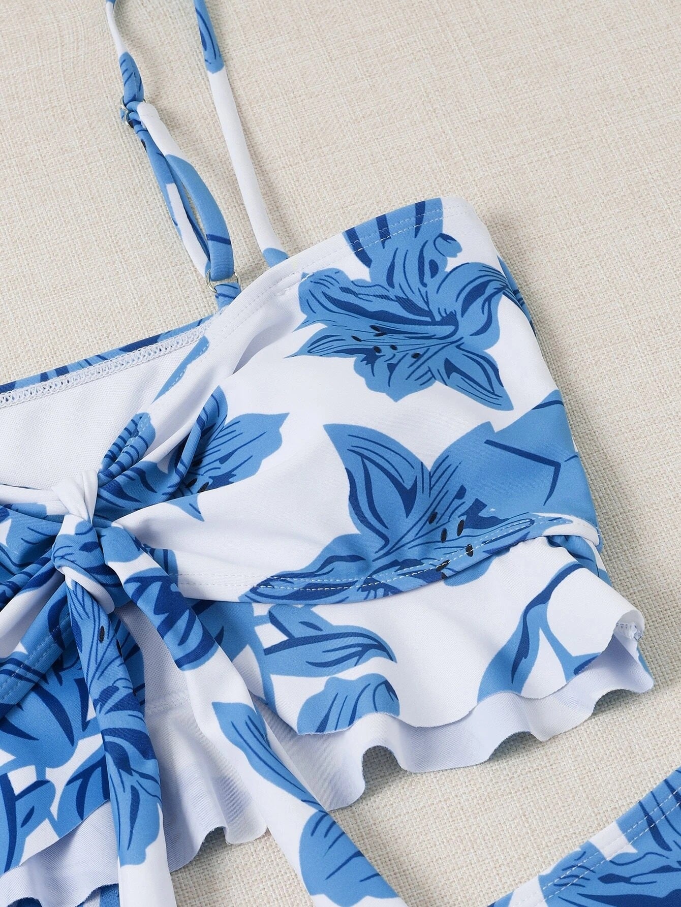 Floral Split Three Piece Bikini Set