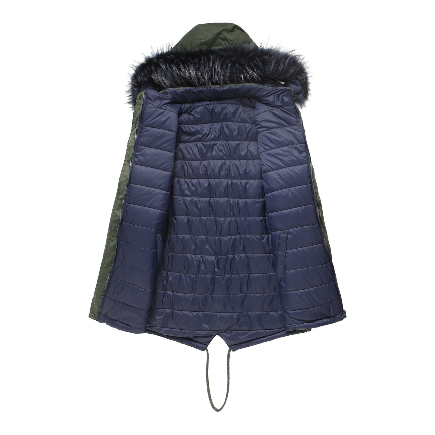 Double Sided Cotton Padded Coat w/ Detachable Hood