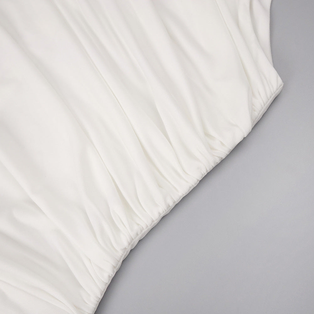 White Summer Asymmetric Maxi Split Dress