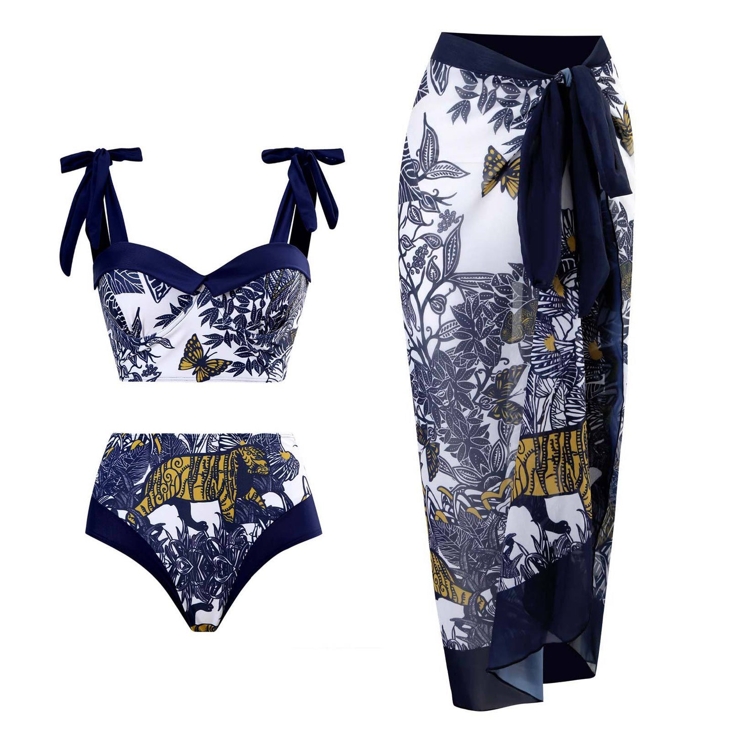Retro Three Piece Swimsuit Set