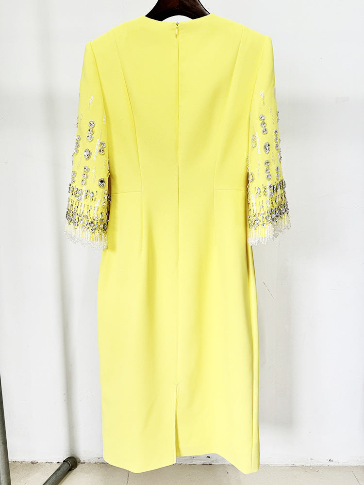 Bead Embedded Mid Length Dress