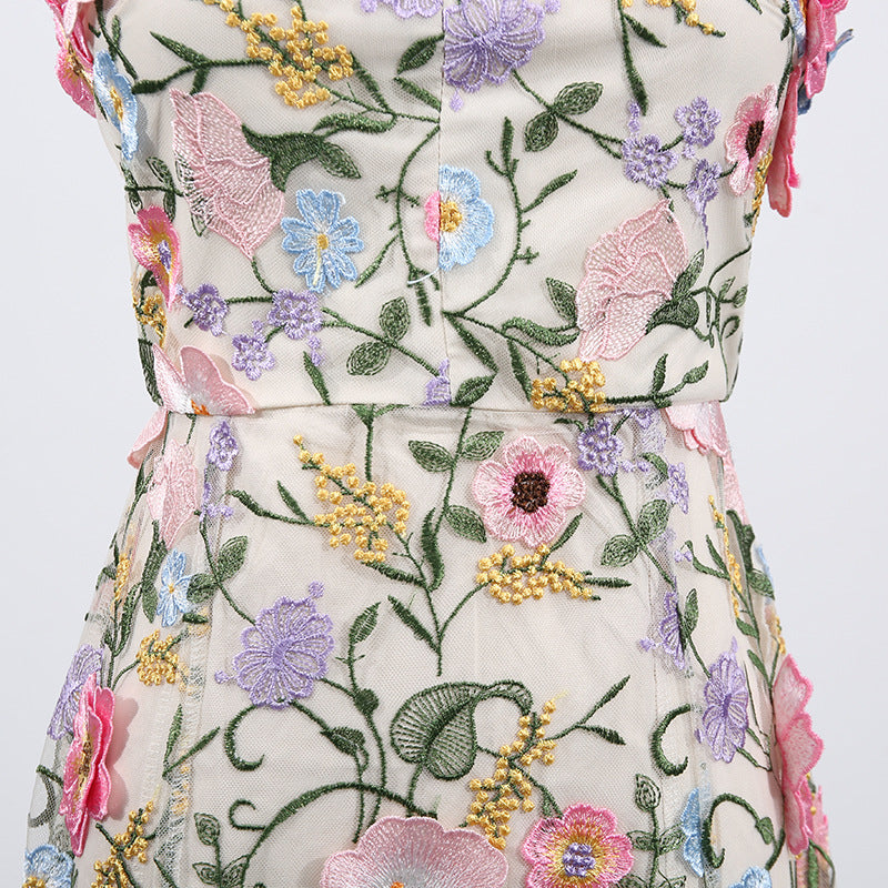 Three Dimensional Floral Strapless Dress