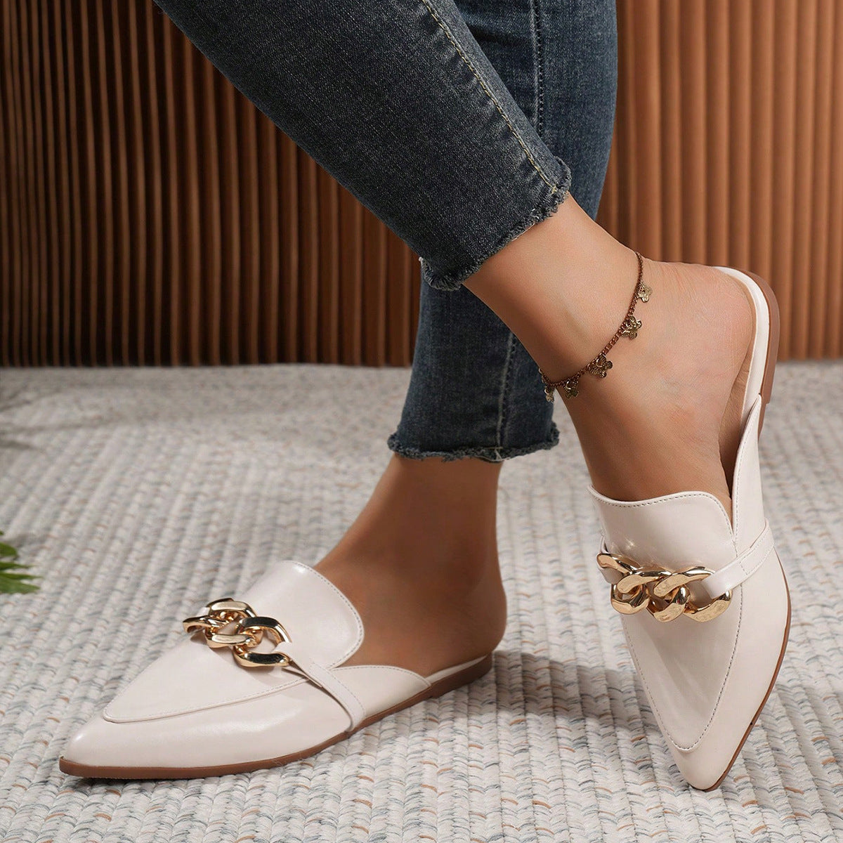 Casual Faux Leather Mules Shoes
