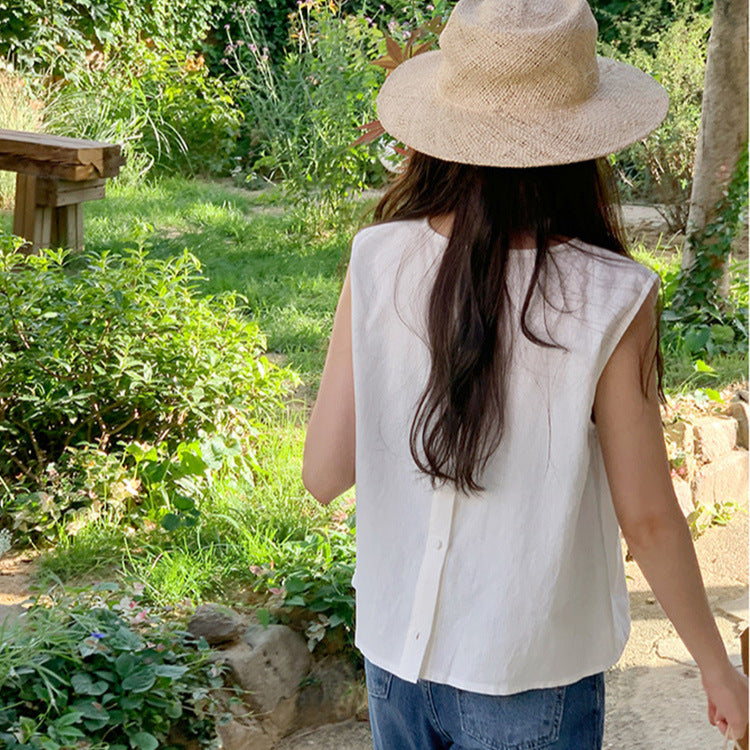 Sleeveless Cotton Linen Top