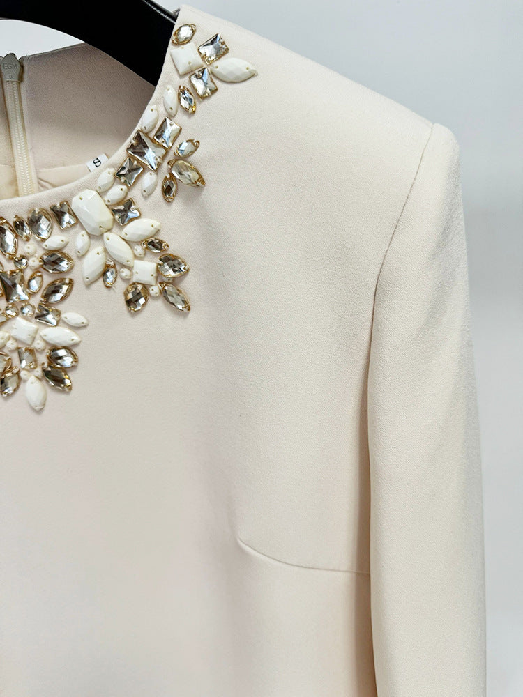 Beads & Diamond Long Sleeve Dress