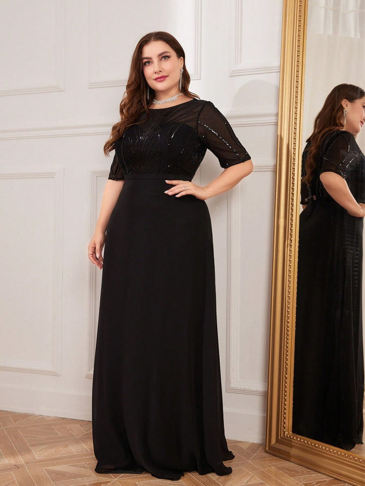 Ciara Sequin Chiffon Evening Dress