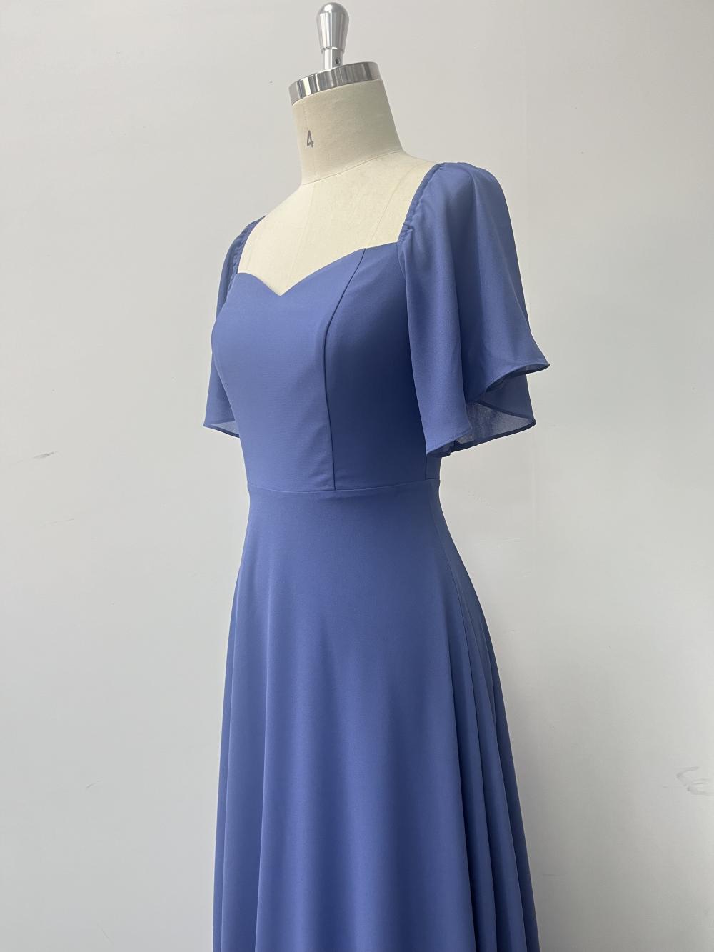 Blue Chiffon Evening Dress
