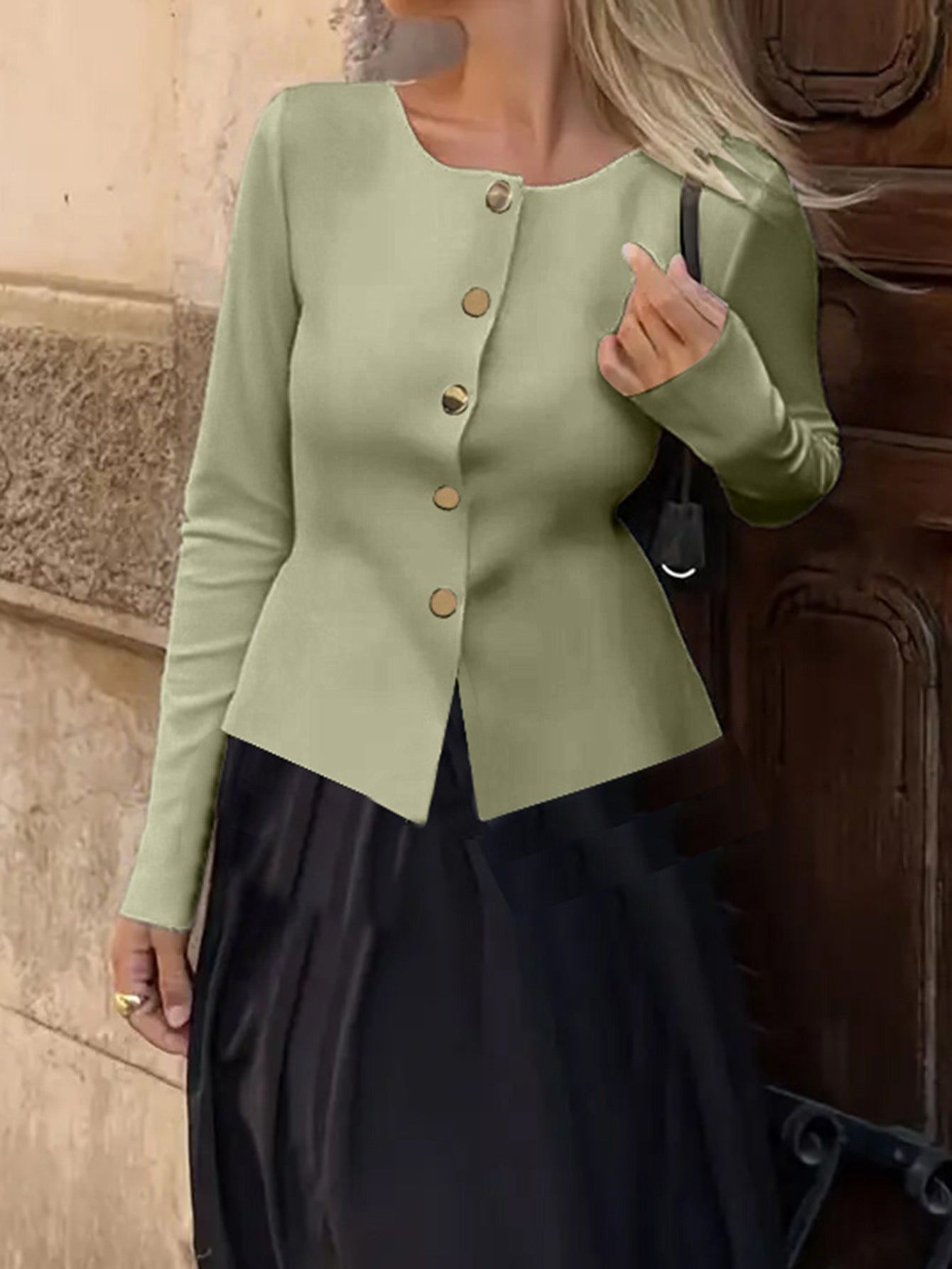 Minimalist Button Base Woolen Cardigan
