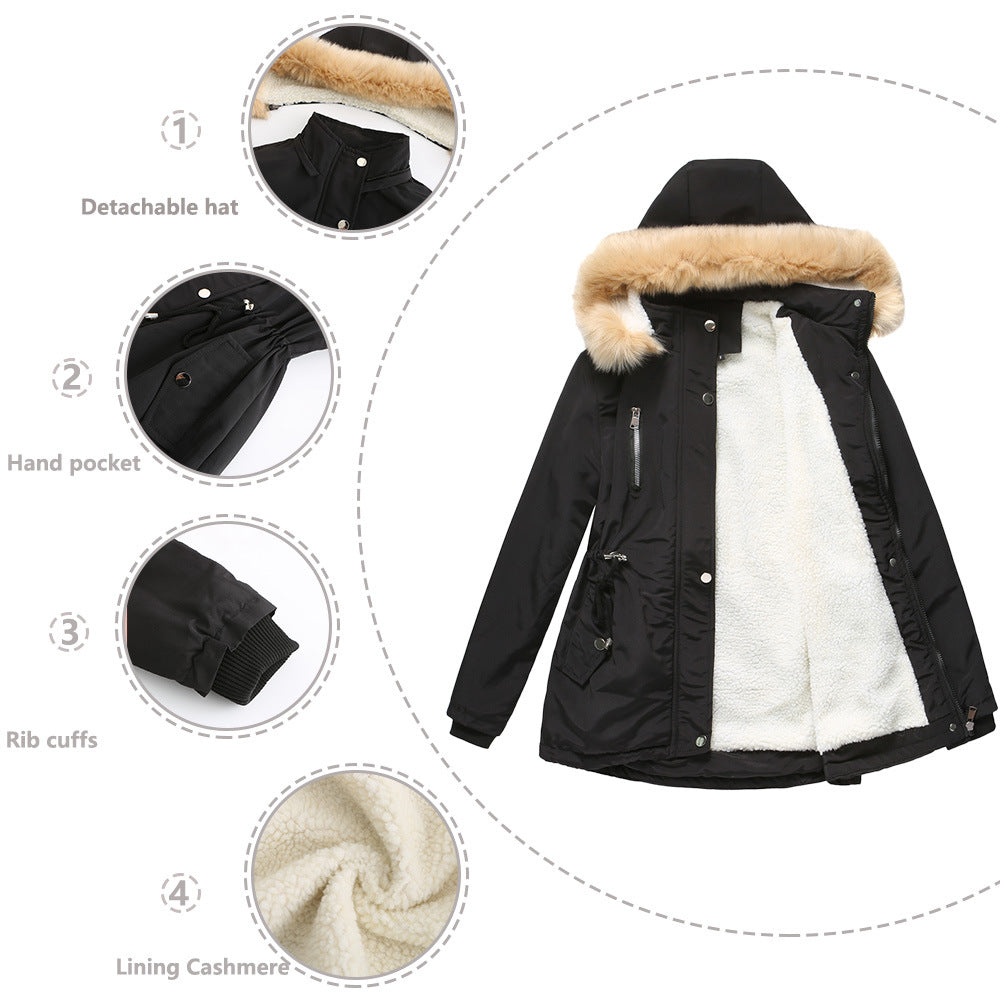 Cotton-Padded Coat w/ Removable Hood