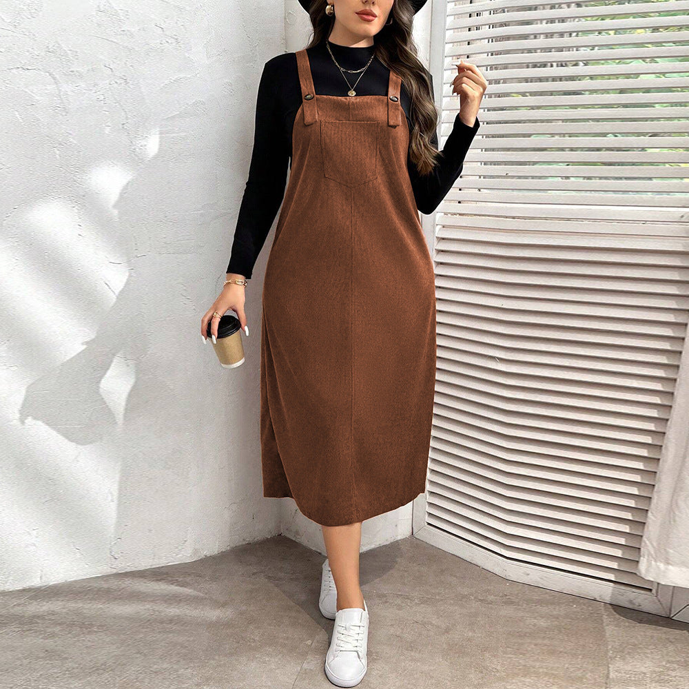 Brown Suspender Dress