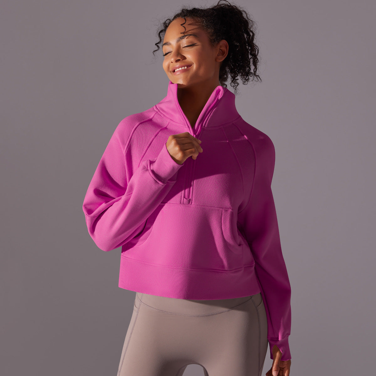 High Collar Zipped Sweatshirt
