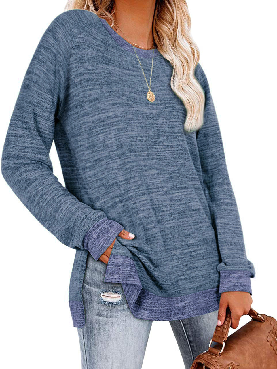 Multicolor Loose Split Top