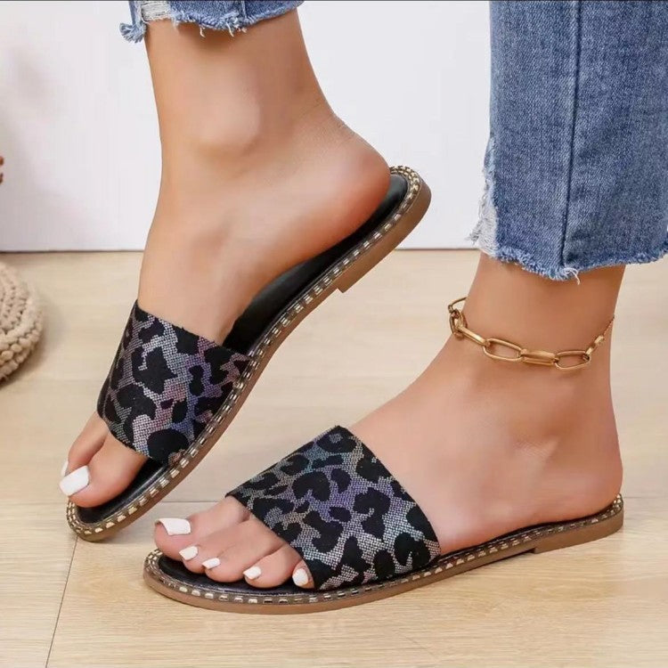 Flat Leopard Print Lightweight Sandals