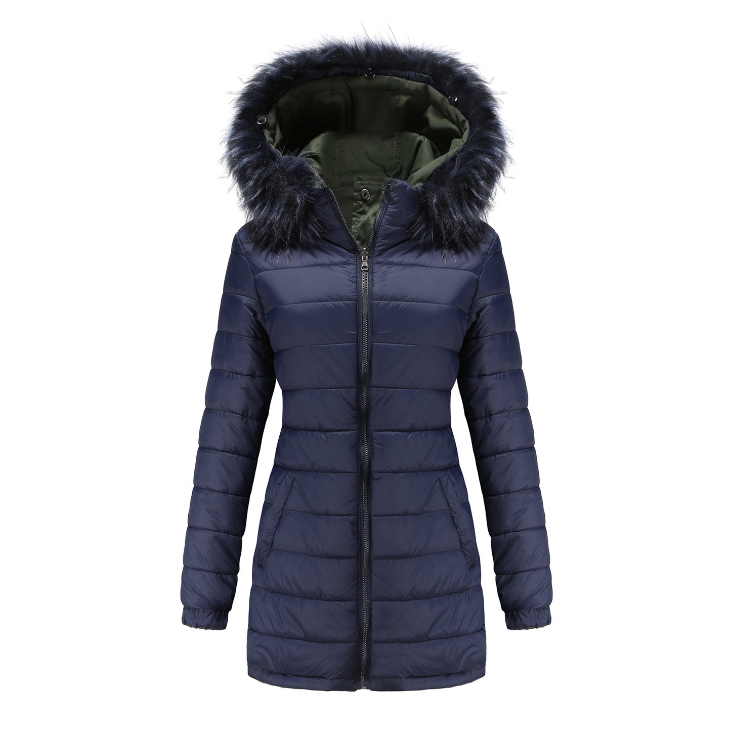 Double Sided Cotton Padded Coat w/ Detachable Hood