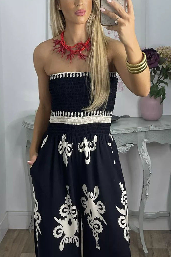 Strapless Printed Jumpsuit